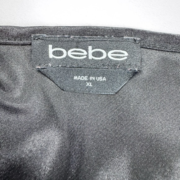 Vtg Bebe Black Satin Slip Dress XL Midi Cowl 90s Y2K Whimsygoth Sexy Feminine - Picture 3 of 11